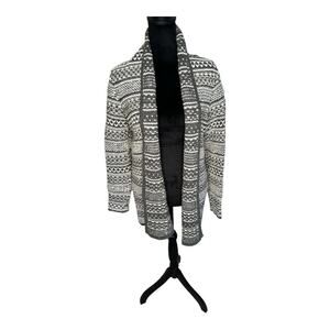 RuffHewn Open Front Knit Cardigan – Charcoal Gray & White (Size Small